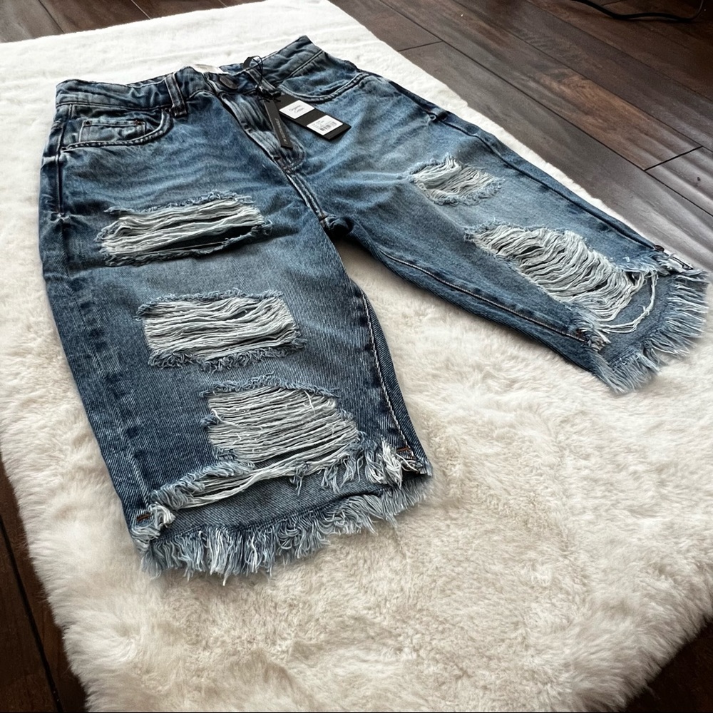 One Teaspoon Delaware Sustainable Truckers Longline Shorts Size 25 - Picture 5 of 16